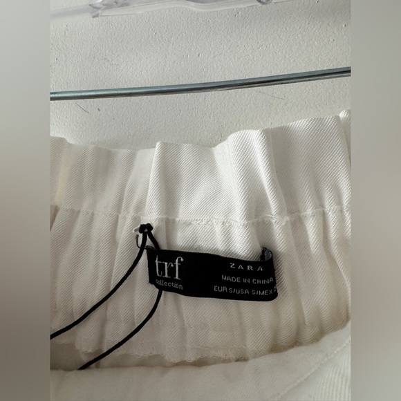NEW! Zara TRF White Paperbag Tie Belt Straight Leg Pants With Pockets - Picture 6 of 7
